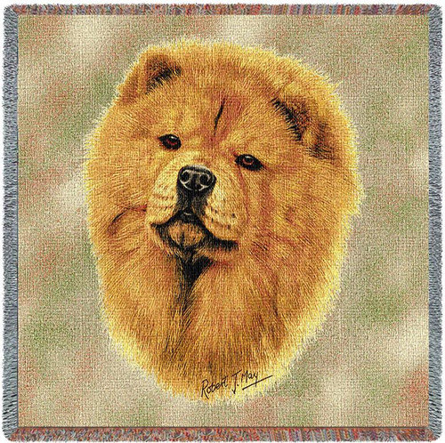Chow Chow - Robert May - Lap Square Cotton Woven Blanket Throw - Made in the USA (54x54) Lap Square