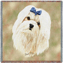 Japanese Chin - Robert May - Lap Square Cotton Woven Blanket Throw - Made in the USA (54x54) Lap Square
