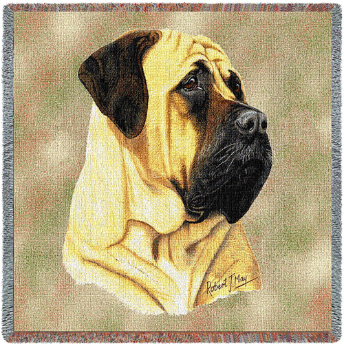 Bullmastiff - Robert May - Lap Square Cotton Woven Blanket Throw - Made in the USA (54x54) Lap Square