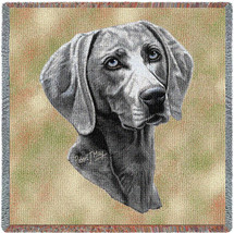 Weimaraner - Robert May - Lap Square Cotton Woven Blanket Throw - Made in the USA (54x54) Lap Square