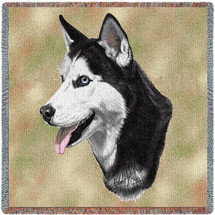 Siberian Husky - Robert May - Lap Square Cotton Woven Blanket Throw - Made in the USA (54x54) Lap Square