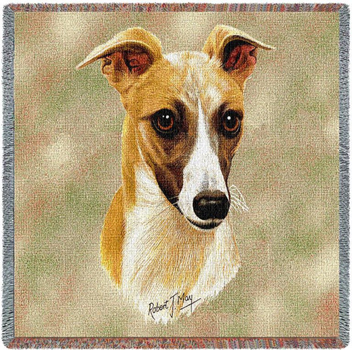 Whippet - Robert May - Lap Square Cotton Woven Blanket Throw - Made in the USA (54x54) Lap Square