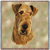 Airedale Terrier - Robert May - Lap Square Cotton Woven Blanket Throw - Made in the USA (54x54) Lap Square
