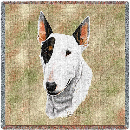 Bull Terrier - Robert May - Lap Square Cotton Woven Blanket Throw - Made in the USA (54x54) Lap Square