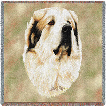 Great Pyrenees - Robert May - Lap Square Cotton Woven Blanket Throw - Made in the USA (54x54) Lap Square