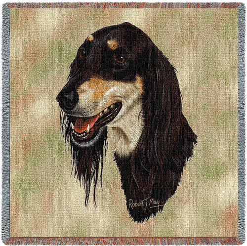 Saluki - Robert May - Lap Square Cotton Woven Blanket Throw - Made in the USA (54x54) Lap Square