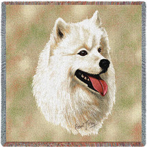 Samoyed - Robert May - Lap Square Cotton Woven Blanket Throw - Made in the USA (54x54) Lap Square