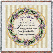 Friendship Poem - Lap Square Cotton Woven Blanket Throw - Made in the USA (54x54) Lap Square