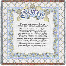Sisters Poem - Lap Square Cotton Woven Blanket Throw - Made in the USA (54x54) Lap Square