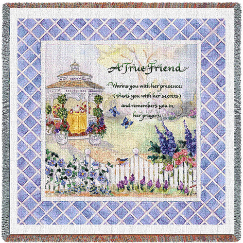 True Friend Poem Lap Square Cotton Woven Blanket Throw Made in the