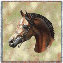 Arabian Horse - Robert May - Lap Square Cotton Woven Blanket Throw - Made in the USA (54x54) Lap Square