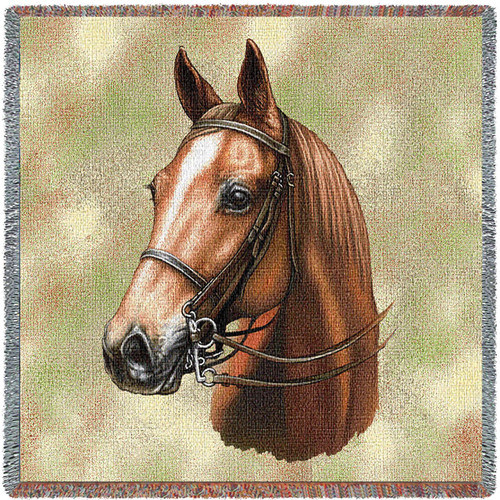 American Saddlebred Horse - Robert May - Lap Square Cotton Woven Blanket Throw - Made in the USA (54x54) Lap Square