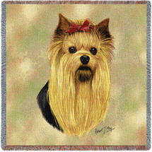 Yorkshire Terrier Yorkie - Robert May - Lap Square Cotton Woven Blanket Throw - Made in the USA (54x54) Lap Square