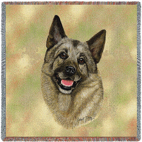 Norwegian Elkhound - Robert May - Lap Square Cotton Woven Blanket Throw - Made in the USA (54x54) Lap Square