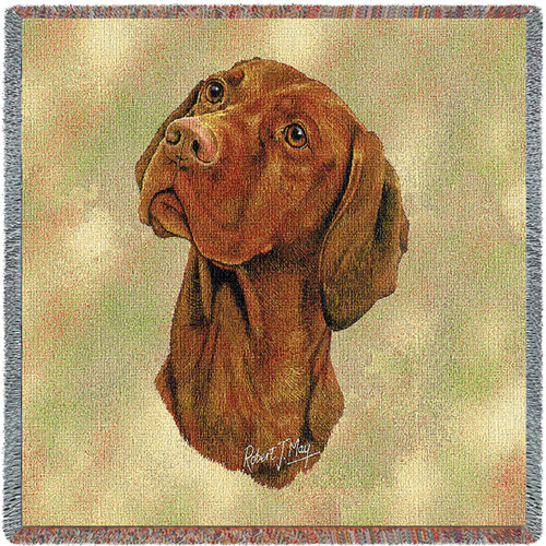 Vizsla - Robert May - Lap Square Cotton Woven Blanket Throw - Made in the USA (54x54) Lap Square