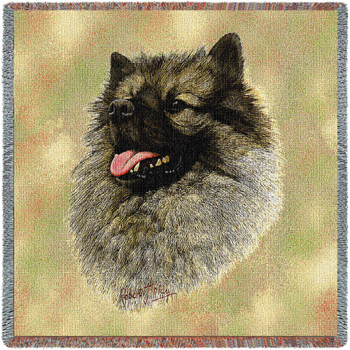 Keeshond - Robert May - Lap Square Cotton Woven Blanket Throw - Made in the USA (54x54) Lap Square