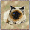 Birman Cat - Robert May - Lap Square Cotton Woven Blanket Throw - Made in the USA (54x54) Lap Square