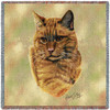 Red Tabby Cat - Robert May - Lap Square Cotton Woven Blanket Throw - Made in the USA (54x54) Lap Square