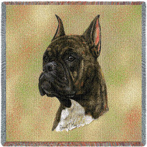 Boxer Brindle - Robert May - Lap Square Cotton Woven Blanket Throw - Made in the USA (54x54) Lap Square