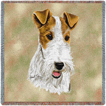 Wire Fox Terrier - Robert May - Lap Square Cotton Woven Blanket Throw - Made in the USA (54x54) Lap Square