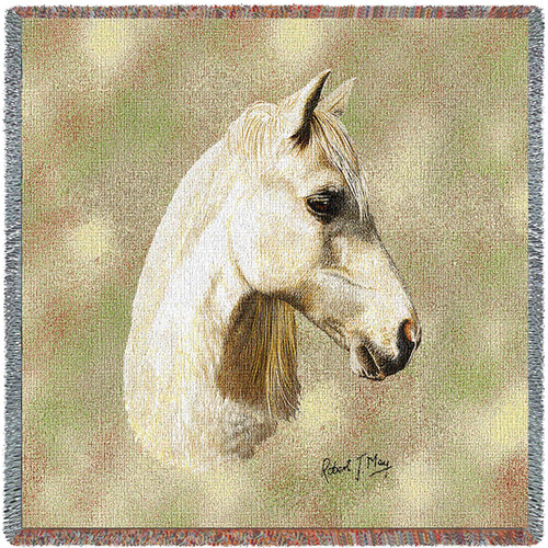 Welsh Pony Horse - Robert May - Lap Square Cotton Woven Blanket Throw - Made in the USA (54x54) Lap Square