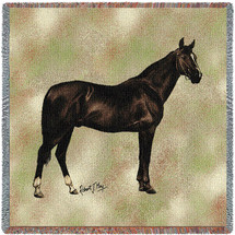 Anglo Arabian Horse - Robert May - Lap Square Cotton Woven Blanket Throw - Made in the USA (54x54) Lap Square
