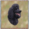 Poodle Black - Robert May - Lap Square Cotton Woven Blanket Throw - Made in the USA (54x54) Lap Square