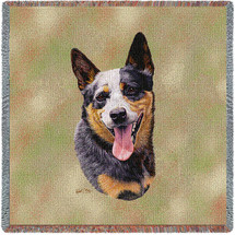 Australian Cattle Dog - Robert May - Lap Square Cotton Woven Blanket Throw - Made in the USA (54x54) Lap Square