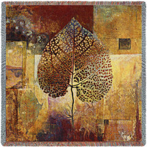 Abstract Autumn by Jae Dougall - Lap Square Cotton Woven Blanket Throw - Made in the USA (54x54) Lap Square