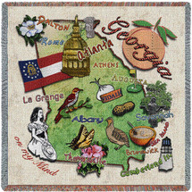 State of Georgia - Lap Square Cotton Woven Blanket Throw - Made in the USA (54x54) Lap Square