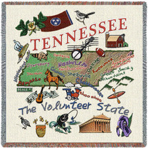 State of Tennessee - Lap Square Cotton Woven Blanket Throw - Made in the USA (54x54) Lap Square