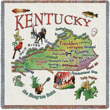 State of Kentucky - Lap Square Cotton Woven Blanket Throw - Made in the USA (54x54) Lap Square