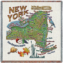 State of New York - Lap Square Cotton Woven Blanket Throw - Made in the USA (54x54) Lap Square