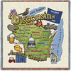 State of Wisconsin - Lap Square Cotton Woven Blanket Throw - Made in the USA (54x54) Lap Square