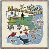 State of Massachusetts - Lap Square Cotton Woven Blanket Throw - Made in the USA (54x54) Lap Square
