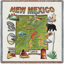 State of New Mexico - Lap Square Cotton Woven Blanket Throw - Made in the USA (54x54) Lap Square