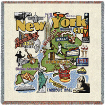 State of New York - New York City - Lap Square Cotton Woven Blanket Throw - Made in the USA (54x54) Lap Square