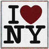I Love New York - Lap Square Cotton Woven Blanket Throw - Made in the USA (54x54) Lap Square