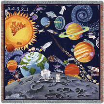 Solar System - Lap Square Cotton Woven Blanket Throw - Made in the USA (54x54) Lap Square