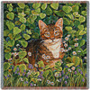 In Lemon Balm Cat - Linda Elliott - Lap Square Cotton Woven Blanket Throw - Made in the USA (54x54) Lap Square
