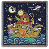Kids Noah's Ark - Viv Eisner - Lap Square Cotton Woven Blanket Throw - Made in the USA (54x54) Lap Square