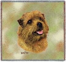 Norfolk Terrier - Robert May - Lap Square Cotton Woven Blanket Throw - Made in the USA (54x54) Lap Square