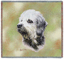Dandie Dinmont - Robert May - Lap Square Cotton Woven Blanket Throw - Made in the USA (54x54) Lap Square