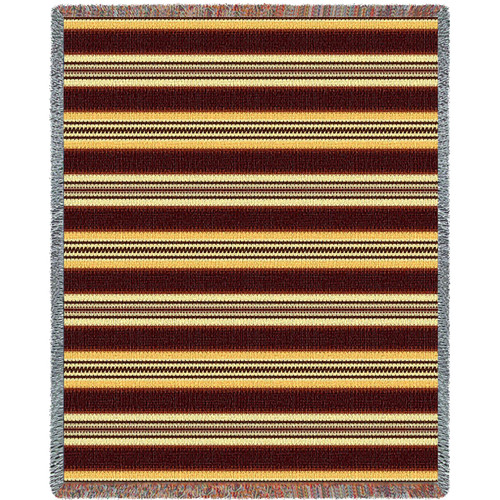 Arroyo Gold - Southwest Native American Inspired Tribal Camp - Cotton Woven Blanket Throw - Made in the USA (72x54) Tapestry Throw