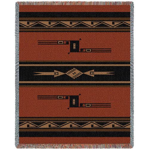 Mesquite Earth - Southwest Native American Inspired Tribal Camp - Cotton Woven Blanket Throw - Made in the USA (72x54) Tapestry Throw