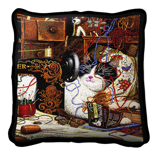 Maggie The Messmaker Cat by Charles Wysocki Pillow