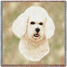 Bichon Frise - Robert May - Lap Square Cotton Woven Blanket Throw - Made in the USA (54x54) Lap Square