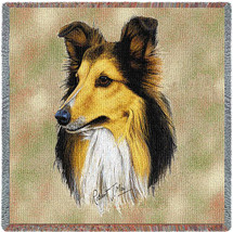 Shetland Sheepdog - Robert May - Lap Square Cotton Woven Blanket Throw - Made in the USA (54x54) Lap Square