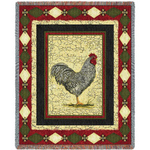 Le Coq Rooster - Cotton Woven Blanket Throw - Made in the USA (72x54) Tapestry Throw
