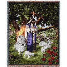 Psalm 23 - Jesus - Raoul Vitale - Cotton Woven Blanket Throw - Made in the USA (72x54) Tapestry Throw